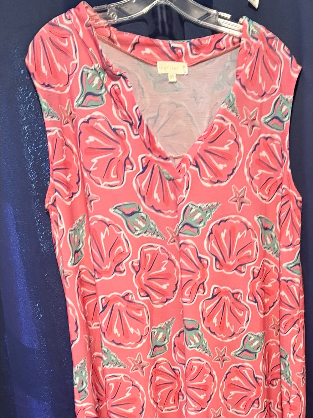 Simply Southern Coral Shell-Print V-Neck Tunic